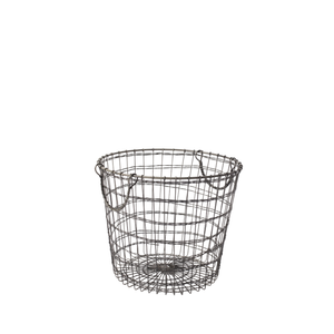 Panier en fil de fer ovale à finition antique avec poignées en bois, style vintage, panier de rangement et de collecte en métal pour la décoration de la maison - Product Image 4