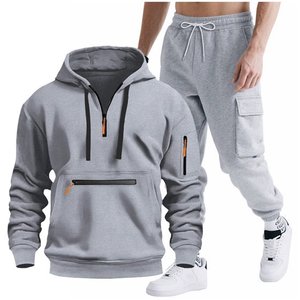 Hombre Cargo a juego Casual Top camisetas pantalones capuchas traje sudadera chándales para hombre con capucha - Product Image 4