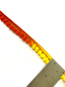 Garniture en dentelle à pompon en nylon multicolore de fournisseur indien pour vêtements, robes, robes, chaussures, offres de gros - Product Image 3