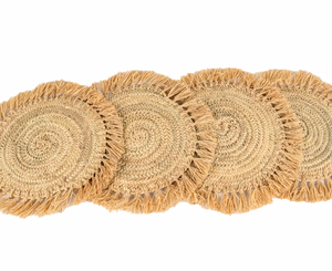 Handwoven Palm Leaf & Raffia <b>Placemat</b> - Traditional Moroccan Artisanal Craft - Product Image 2