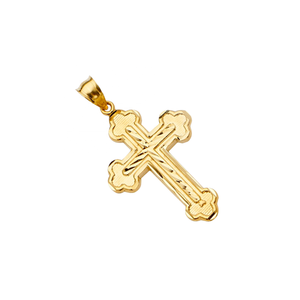 Colgante religioso de cruz cristiana chapado en oro amarillo de 14 quilates de alta calidad, accesorio de joyería de moda para hombres y mujeres, pulido alto - Product Image 3