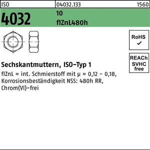 Tuerca Hexagonal ISO 4032 M8 18 con Recubrimiento de Zinc en Escamas, Paquete de 1000 Piezas - Product Image 1