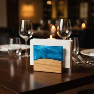 Servilletero de Madera y Resina con Anillo para Servilletas, para Mesa de Restaurante, Hecho a Mano, Pulido, de Buena Calidad - Product Image 1