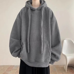 เสื้อสเวตเตอร์ขนแกะมีฮู้ดสำหรับผู้ชายและผู้หญิงเสื้อคู่แบบธรรมดาสไตล์เรโทร100% ฤดูใบไม้ร่วงฤดูหนาวแฟชั่นสไตล์เกาหลี - Product Image 1