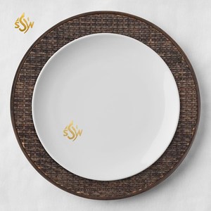 Accessoires de cuisine Chargeur en rotin plaqué plaque de forme ronde avec fournitures de décoration de mariage de couleur marron au meilleur prix - Product Image 5