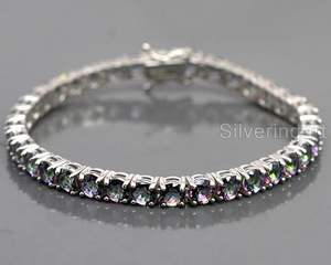 Bracelet pour femme en topaze mystique naturelle, cadeau de mariage, anniversaire, Noël, bijoux faits à la main, bracelet en argent sterling 925 - Product Image 1