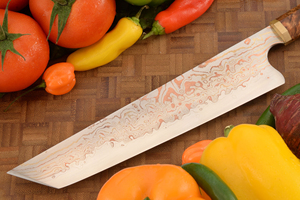 Cuchillo de Chef Personalizado al por Mayor de Alta Calidad con Marca Privada OEM, Hoja de Acero de Damasco, Mango de Resina de Cobre, Diseño Ambidiestro - Product Image 5