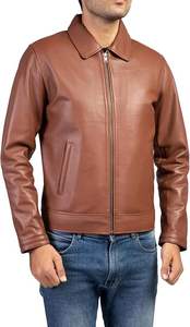 Chaqueta de Abrigo para Hombre, Chaquetas para Hombre, Cuerpo de Lana, Mangas de Cuero PU, Chaqueta de Cuero PU de Corte Ajustado para Hombre ODM, Chaqueta de Motociclista con Cremallera - Product Image 5