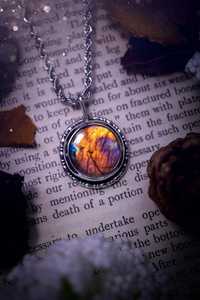 Collier pendentif délicat en argent avec Labradorite Spectrolite violet orange en argent Bijoux en cristal faits à la main pour elle - Product Image 5