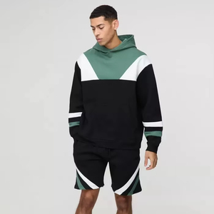 ชุดวอร์มสำหรับผู้ชายโอเวอร์ไซส์ทรงบ็อกซี่คอลโลบล๊อกมีฮู้ดชุดวอร์มลำลองสวมใส่สบายระบายอากาศได้ดี - Product Image 1