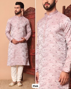 Conjunto de kurta de diseño para hombre, ropa tradicional y étnica, con jacquard pesado y trabajo de lentejuelas, con pijama de algodón, listo para usar. - Product Image 3