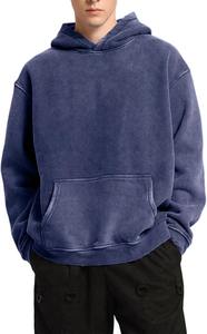 Custom Wholesale High Quality Heavyweight Thick 420 GSM <b>French</b> Terry 100% Cotton Vintage Acid Washed Hoodies for Men - Product Image 3