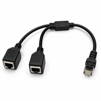 Kabel Splitter RJ45 Terproteksi 1 Male ke 2 Female 20cm Adaptor Jaringan Cat5e 26AWG Kabel Ekstensi Ethernet Tembaga Telanjang