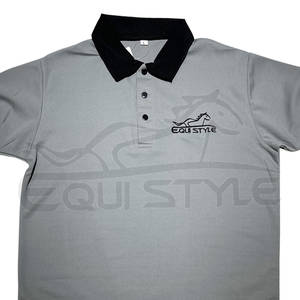 Polo gris bordado personalizado XXL alto ajustado algodón poliéster venta al por mayor polos a granel - Product Image 3