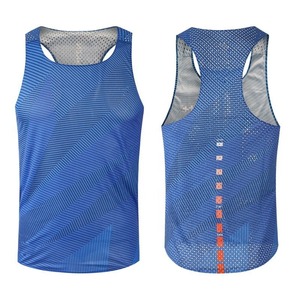 Sublimation personnalisée entièrement imprimé séchage rapide respirant sans couture hommes femmes Gym débardeurs Sport Singlet course Marathon gilet - Product Image 5
