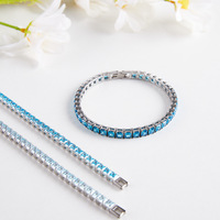 Bracelet tennis CZ 4x4 à une rangée, en laiton avec pierres, fermoir sécurisé, pour les vendeurs de boutiques TikTok, fourniture OEM personnalisée