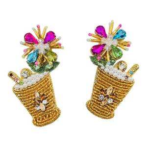 Boucles d'oreilles d'été élégantes brodées de perles de rocaille de qualité supérieure, mignonnes, idéales comme cadeau pour les filles - Product Image 2