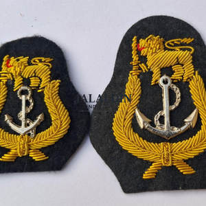 Royal Naval Cap <b>Badge</b> Handmade Embroidered Canvas Fabric 3D Golden Bullion Wire High Quality Anchor <b>Badge</b> - Product Image 1