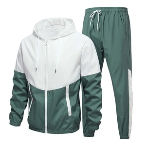 Nouveau survêtement à capuche pour hommes couleur contrastée fraîche vêtements de sport 2 pièces ensemble Hip Hop course Jogging cyclisme costume de sport - Product Image 4