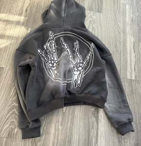 เสื้อมีฮู้ดผ้าคอตตอนรุ่น100% สำหรับผู้ชายดีไซน์ใหม่ออกแบบได้ตามต้องการมีปะติดเสื้อโอเวอร์ไซส์ที่มีซิปฟอกแดด - Product Image 4