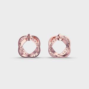 ต่างหูเพชร14Kt โตในห้องปฏิบัติการ1.48ct โคลเวอร์ลายดอกไม้สีโรสโกลด์ - Product Image 4