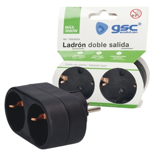 Adattatore economico nero a doppia uscita 3680W 250V 16A (GSC 103000024) - Product Image 2