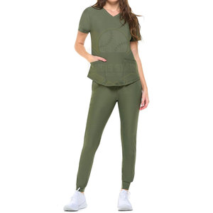 Uniformes Médicos Personalizados de Alta Calidad OEM, Conjuntos de Uniformes Quirúrgicos de Color Sólido, Transpirables, de Secado Rápido, de Algodón, Diseño Urbano para Mujer, para Hospitales - Product Image 1