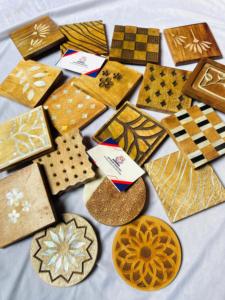 Flower design simple <b>coaster</b> with acacia wooden handmade tea <b>coaster</b> <b>table</b> ware - restauranst - Product Image 3