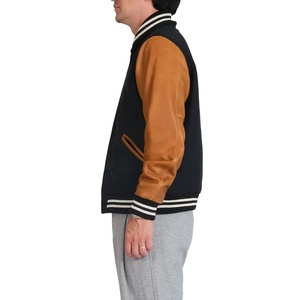Vestes universitaires en Satin personnalisées de haute qualité pour hommes manches en cuir brodé col à capuche poche veste d'hiver 2026 - Product Image 2