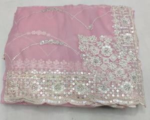 Saree en georgette pure avec bordure de séquence WHITE CODING JALL party wear - Product Image 1