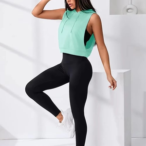 เสื้อฮู้ดแขนกุดสำหรับเด็กผู้หญิงเสื้อฮู้ดแขนกุดสำหรับใส่วิ่งออกกำลังกายฟิตเนสใส่ฤดูร้อนกำหนดโลโก้ได้เอง - Product Image 5