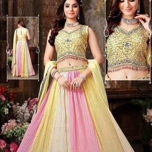 พร้อมส่งชุดปักลายสวยงามน่าดึงดูดใจสำหรับปาร์ตี้ชุดนอนผ้าไหม lehenga choli พอดีตัวปกติและทำจากผ้าคุณภาพสูง - Product Image 2