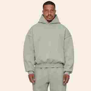 Excelente calidad, etiqueta de logotipo personalizado, 400gsm, sudaderas con capucha de peso pesado, 100% algodón, hombros caídos, Sudadera con capucha cuadrada de gran tamaño para hombre - Product Image 4