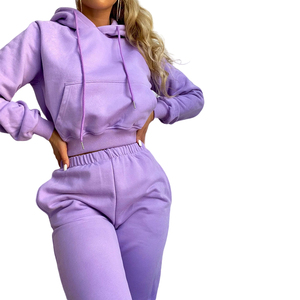 2025 ensemble de jogging personnalisé unisexe sweat à capuche et pantalon de survêtement unis survêtements vierges avec logo OEM ODM fournisseur de vêtements de sport - Product Image 3