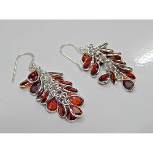 ต่างหูแฟชั่นเงินสเตอร์ลิง925ต่างหูพวงองุ่นโกเมนธรรมชาติของสาวๆเครื่องประดับที่มีสไตล์หรูหรา E0563-GS - Product Image 1