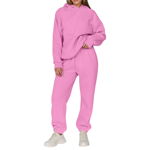 Vente en gros Survêtement-Survêtements de course à capuche de qualité supérieure pour femmes: Couleur unie, coupe ample, vêtements de sport de haute qualité pour femmes - Product Image 5