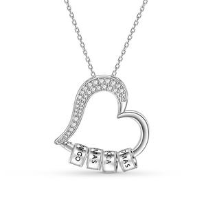 Jeulia Custom Family <b>Name</b> Heart Necklace Hollow Out Silver Link <b>Chain</b> - Product Image 1