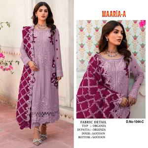 Vêtements de mariage pakistanais chics en soie douce broderie travail Salwar Kameez acheter des vêtements de fête Kurti pantalon par ethnique rang mode asiatique - Product Image 4