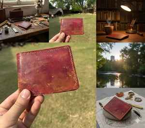 Anwar Enterprises Portefeuille pour hommes en cuir véritable Style vintage Motif de paysage Blocage RFID Taille personnalisable Fermeture à pli ouvert - Product Image 6