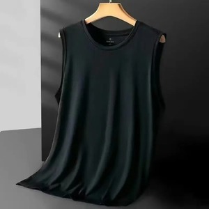 Haute qualité nouveau grande taille à séchage rapide été t-shirt hauts gilet hommes glace soie sans manches respirant refroidissement Nylon solide t-shirts mâle - Product Image 3