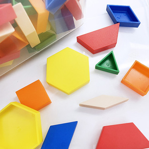 PLOMA 250-Piece Plastic Hollow Pattern Geometric <b>Blocks</b>-6 Colors 6 <b>Shapes</b> 2.5cm Thickness Square Math Manipulative Toy Unisex - Product Image 5