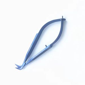 Tijeras manuales curvadas lateralmente, 1 unidad, instrumento microquirúrgico oftálmico para entrenamiento en cirugía ocular |   Certificado por la CCC - Product Image 2