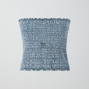 เสื้อยีนส์จับจีบแขนกุดสไตล์เกาหลีวินเทจสำหรับผู้หญิงเสื้อเกาะอกแนวสตรีทไม่เหมือนใครสำหรับฤดูร้อน2024 - Product Image 5