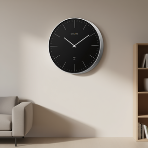 Horloge murale noire et argentée de 25 cm RAC1001, design élégant sans chiffres - Product Image 3