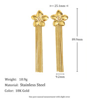 Pendientes florales chapados en oro de 18 quilates Joyería hipoalergénica con borlas de acero inoxidable 316L para mujer