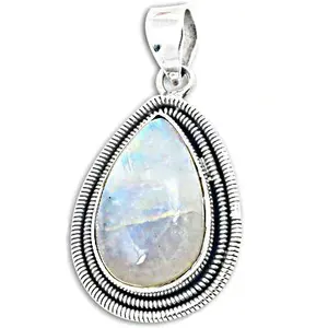 Collar de Plata 925 para Mujer con Colgante de Lágrima Hecho a Mano, Chapado en Oro Rosa y Rodio con Piedra Lunar Ámbar para Regalo - Product Image 1