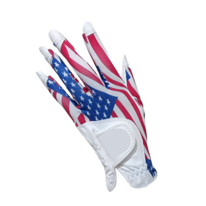 Gants de golf personnalisés de haute qualité pour femmes, lycra spandex imprimé à gauche avec cuir suédé - Product Image 2