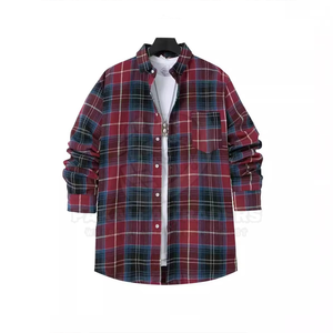 Nouvelle mode chemise décontractée à manches longues à carreaux pour hommes, col montant tissé, Patchwork professionnel, design à pois, simple boutonnage - Product Image 5