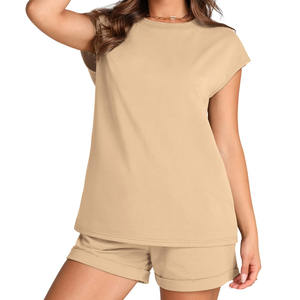 Survêtement d'été 100% coton à manches courtes confortable et respirant avec ceinture à cordon facile à porter - Product Image 3