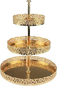 Stylish aluminium cake stand with antique gold finished for cake decorators and home <b>baking</b> <b>accessory</b> - Product Image 5